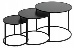 KONFERENČNÍ STOLEK KULATÝ ČERNÝ KOVOVÝ 54X45 CM SET 3 KS NOAN