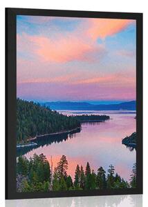 Plakát jezero při západu slunce
