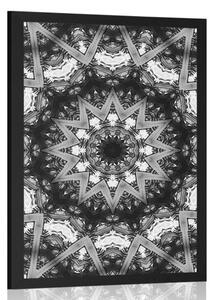 Plakát Mandala se zajímavými prvky v pozadí v černobílém provedení - 40x60 black