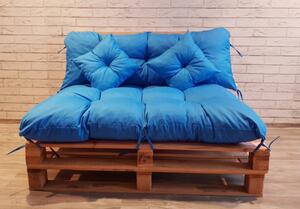 Polstr CARLOS SET color 39 modrá, sedák 120x80 cm, opěrka 120x40 cm, 2x polštáře 30x30 cm, paletové prošívané sezení Mybesthome