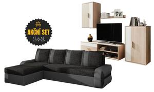 Set rozkládací rohová sedačka RAMIRES L + obývací stěna HONGKONG