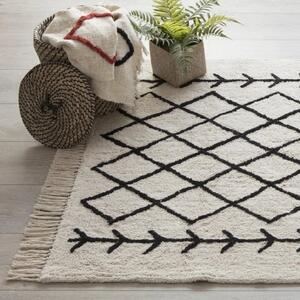 Černobílý bavlněný koberec se vzorem DELFT 120 x 170 cm