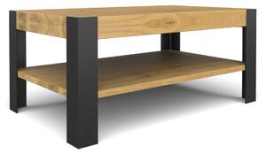 Konferenční stolek Orlík Typ a sukovitost dřeva: Dub sukovitý/rustikální (0 Kč), Barva kovových nohou: Černá mat - RAL 9005 (0 Kč), velikost stolku (D x Š x V): 80 x 60 x 45 (cm)
