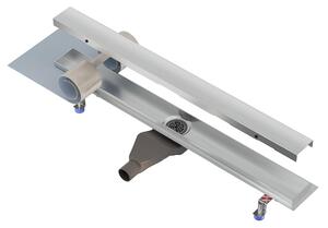 Kompletní základní sprchová vana, nerezová ocel, centrální odpad, 120 cm