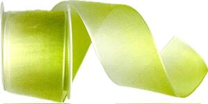 Stuha taftová DUO COLOR LIME limetkově zelená 40mm x 2m (13,-Kč/m)