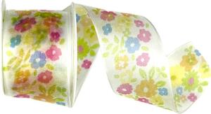 Stuha taftová PASTEL BLOOM průsvitná 40mm x 2m (15,-Kč/m)