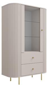 Moderní vitrína Lento 98 cm se zásuvkami - béžový pískový