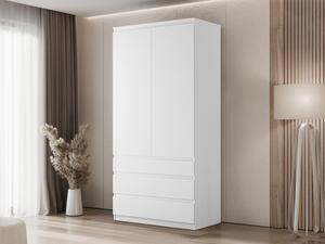 Dvoudveřová šatní skříň Osko 2D3SZ, Barva dřeva: bílá 5903211533815