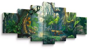 Obraz - Ilustrace tropického lesu (210x100 cm)