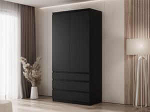 Dvoudveřová šatní skříň Osko 2D3SZ, Barva dřeva: černá 5903211533822