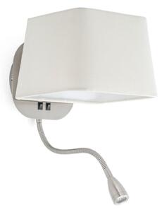 FARO SWEET nástěnná lampa, bílá a nikl, se čtecí lampičkou