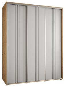 Šatní skříň s posuvnými dveřmi DAVOS 6, 190cm | DUB Artisan / bílá / stříbrné