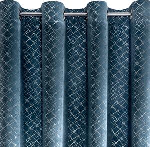 Dekorační vzorovaný velvet závěs MOLLY, modrá/stříbrná 140x250 cm (cena za 1 kus) MyBestHome