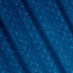Dekorační vzorovaný velvet závěs s kroužky JULIE modrá 140x250 cm (cena za 1 kus) MyBestHome