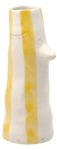 Villa Collection Kameninová váza se zobákem a řasami Styles 26 cm Yellow