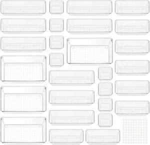 Sada 28 kusů úložných boxů – průhledné boxy na uskladnění do kuchyně, koupelny nebo na toaletní stolek