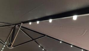 Set slunečník Hook pr. 3m béžový LED + sada závaží