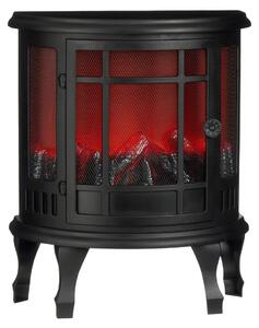 Luca Lighting LED krb, černý, s efektem plamene – dekorativní krb z plastu s funkcí časovače – napájený bateriemi, bez kabelů – klasický design s okénky – rozměry 46 x 23,5 x 56 cm