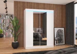 Skříň 150 cm se zrcadlem a LED osvětlením GAFRA - bílá