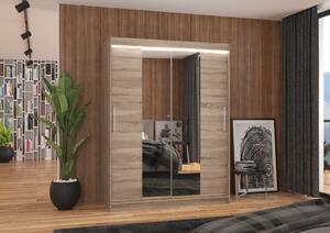 Skříň 150 cm se zrcadlem a LED osvětlením GAFRA - dub lanýž