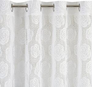 Dekorační vzorovaná záclona s kroužky LARISA světlá krémová 140x250 cm (cena za 1 kus) MyBestHome