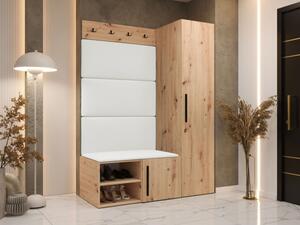 Předsíňová sestava Hekurt II, Barva: dub artisan, Barva látek:: ekokůže Soft 017 (bíla) 5903211432378