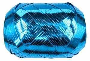 Vánoční vázací stuha LIGHT METALIC lesklá tyrkysově modrá (velké Mega klubko) 10 mm x 20 m
