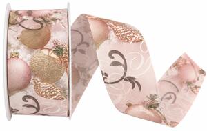Stuha vánoční CHRISTMAS DECORATION PINK růžová 40mm x 2m (14,- Kč/m)
