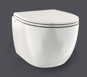 Závěsné WC Jungborn Two 52 bez splachovacího kruhu se systémem splachování Turbo Flush bílé s WC sedátkem