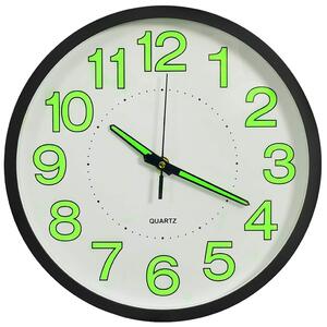 Svítící nástěnné hodiny černé 30 cm 325166