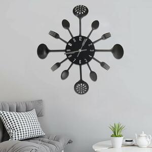 Nástěnné hodiny s vidličkami a lžícemi černé 40 cm hliník 325163