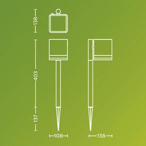 Philips LED solární svítidlo na zem Virona, černé, IP44, Černá, Plast, Moderní, Solární lampy