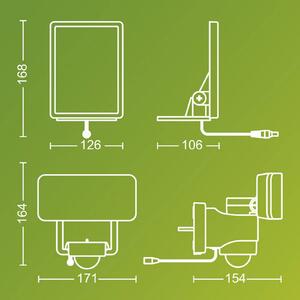 Philips LED venkovní bodové osvětlení Tylus, bílé, 3 000 K, senzor, Bílá / opál, Plast, Solární lampy