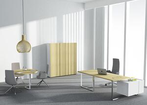 NARBUTAS - Kancelářský stůl PLANA 244x150x75 s modesty panelem a fixním kontejnerem na pravé straně
