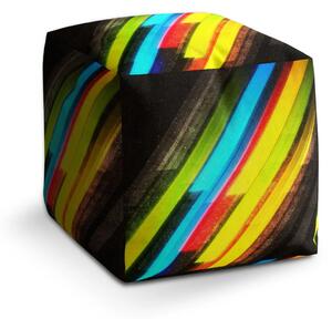 Sablio Taburet Cube Pruhová abstrakce - 40x40x40 cm