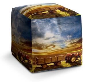 Sablio Taburet Cube Traktor s vlečkou - 40x40x40 cm