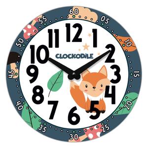 CLOCKODILE Dětské barevné nástěnné hodiny modré s liškou ⌀25cm CCT0031 ( )