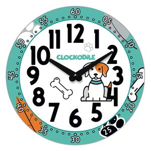 CLOCKODILE Dětské nástěnné hodiny modré s pejskem ⌀25cm CCT0033
