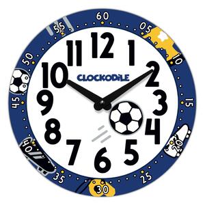 CLOCKODILE Dětské nástěnné hodiny modré - fotbal ⌀25cm CCT0032