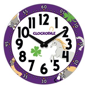 CLOCKODILE Dětské hodiny fialové s koněm ⌀25cm CCT0030 ( )