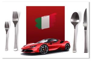 Sablio Prostírání Ferrari Italská vlajka na červeném bloku: 40x30cm
