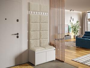 Nábytek do předsíně Konkor 80 + 12 kusů čalouněných nástěnných panelů Pag 40x30, Barva: bílá, Barva látek:: Abriamo 03 5903211433795