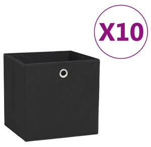 Úložné boxy 10 ks netkaná textilie 28 x 28 x 28 cm černé 325189