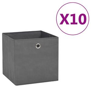 Úložné boxy 10 ks netkaná textilie 28 x 28 x 28 cm šedé 325193