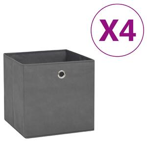 Úložné boxy 4 ks netkaná textilie 28 x 28 x 28 cm šedé 325191
