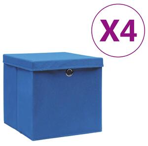 Úložné boxy s víky 4 ks 28 x 28 x 28 cm modré 325196