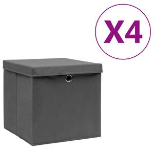 Úložné boxy s víky 4 ks 28 x 28 x 28 cm šedé 325192