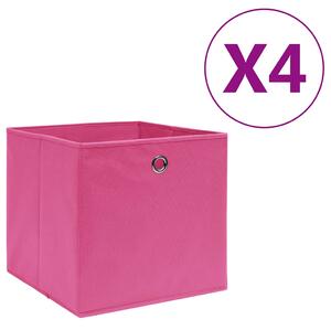 Úložné boxy 4 ks netkaná textilie 28 x 28 x 28 cm růžové 325203