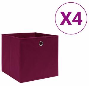 Úložné boxy 4 ks netkaná textilie 28 x 28 x 28 cm tmavě červené 325199