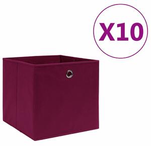 Úložné boxy 10 ks netkaná textilie 28x28x28 cm tmavě červené 325201